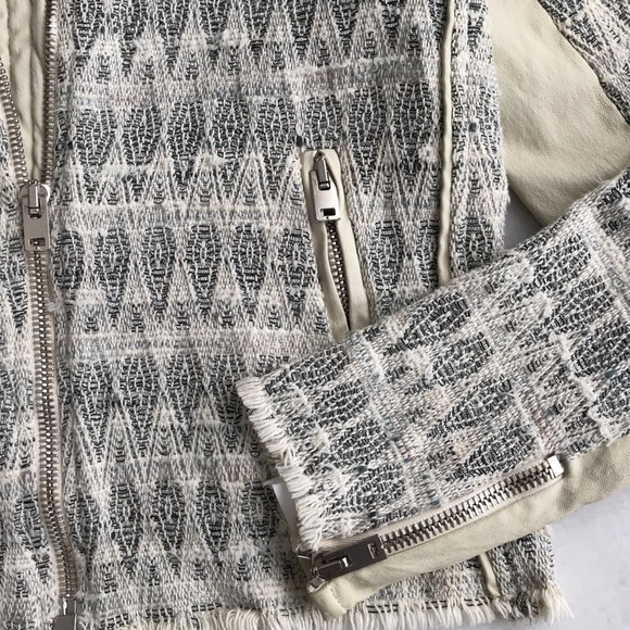 IRO - slight metallic KNIT w/ leather moto jacket - Picture 2 of 7